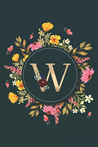 Letter W Notebook: Initial Monogram Letter W Journal - Pretty Personalized Lined Notebook For Kids, Girls, Women. ruled notebook Size 6 x 9 inches - 120 Pages