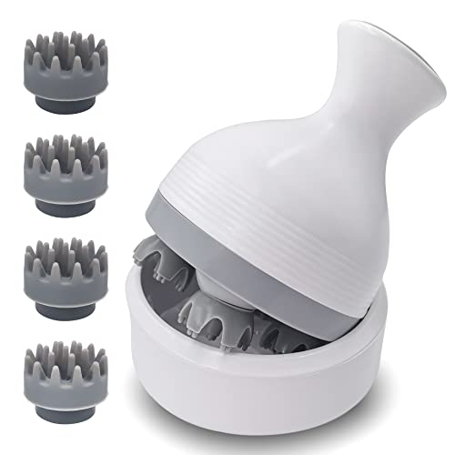 Electric Scalp Massager with 4 Replacement Massage Heads, Scalp Massager for Hair Growth and Stress Relieve, Head Massager Scalp Stress Relief, Automatic Hair Massager Scratcher Handheld Cat Massager