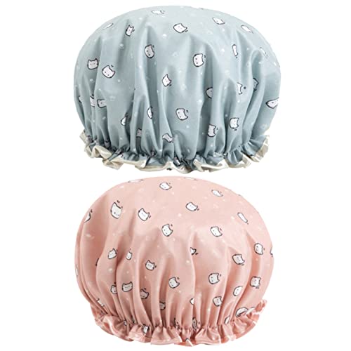 PACKOVE 2Piezas Ducha Impermeables de Doble para Mujer con Estampado Creativo Rosa y Cuidado