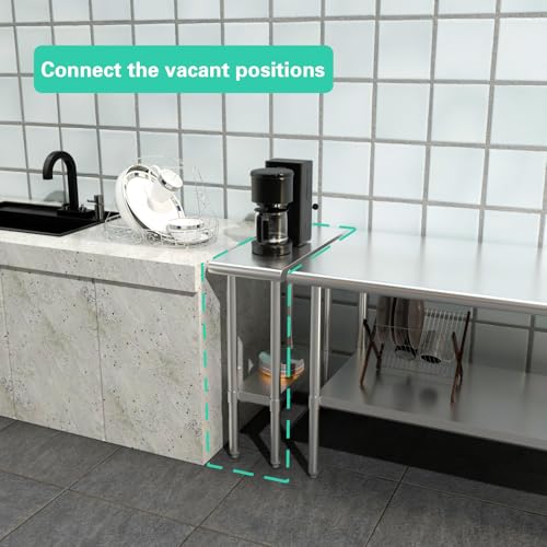 Image of STABLEINK NSF Stainless Steel Prep Table 12x30 Inches, Small Metal Work Table with Adjustable Undershelf, for Commercial Kitchen, Restaurant, Hotel, Laundry and Garage