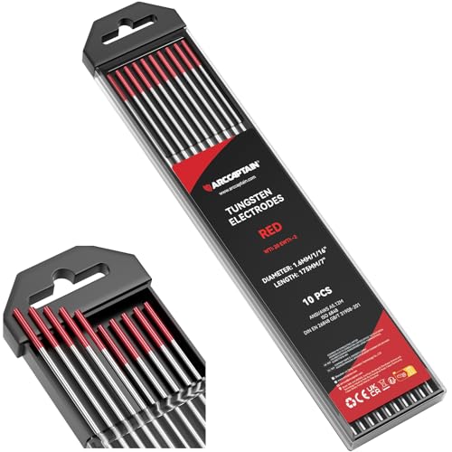 ARCCAPTAIN TIG Welding Tungsten Electrode 10-Pack 1/16'x 7'(Red, WT20/EWth-2)