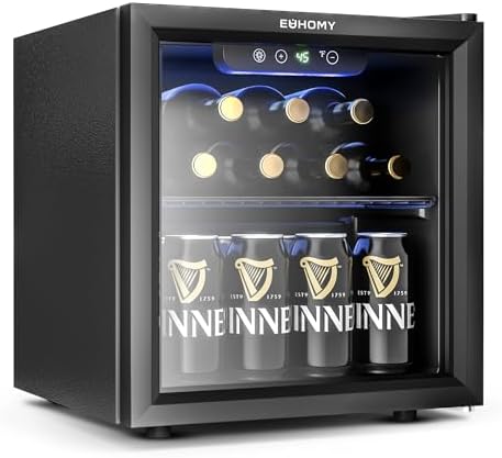 EUHOMY 12 Bottle 48 Can Mini Fridge Cooler, 1.3 Cu.Ft Beverage Re...