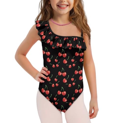Girls One Piece Swimsuit 1 Shoulder Ruffle Bathing Suit with Adjustable Straps Quick Dry Lining Ages 3-14 Years3