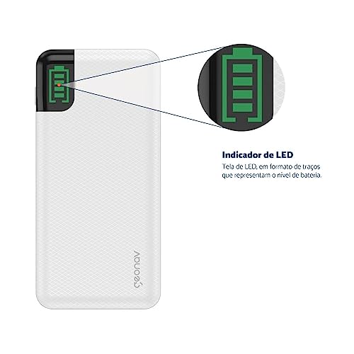 Geonav Power Bank, Carregador Portátil Universal 20.000mAh, 2 saídas USB QC 3.0 para carregamento rá