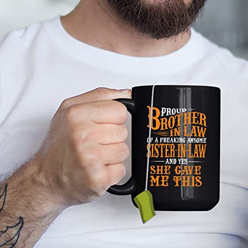 Seecrab Proud Brother-In-Law Of Awesome Sister-In-Law Coffee Mug | Brother In Law Mug Gift Idea For Birthday, Christmas | Gifts For Brother-In-Law | Customize Brother In Law Tea Mug Black 11Oz 15Oz #TOP2