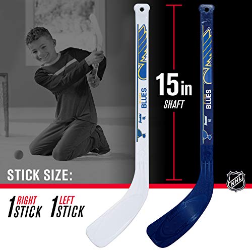 Franklin Sports Louis Blues Mini Hockey Set - Knee Hockey Goal, Ball, & 2 Hockey Stick Combo Set - Mini Goal Net - Nhl Official Hockey Set , St. Louis Blues , 28" X 20" X 12" #TOP3