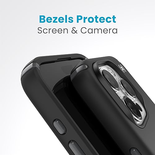 Speck iPhone 15 Pro Case - ClickLock No-Slip Interlock, Built for MagSafe, Drop Protection - Scratch Resistant, Soft Touch, 6.1 Inch Phone Case - Presidio2 Pro Black/Slate Grey/White - image 6