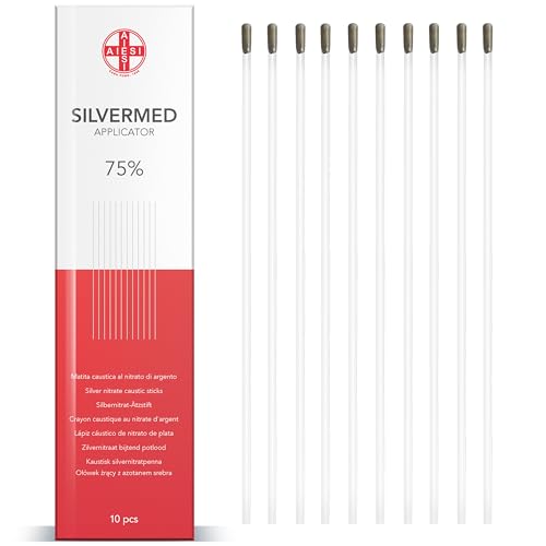 AIESI® Lápiz Cáustico de nitrato de plata al 75% para eliminar verrugas mezquinos y tejidos SILVERMED 75 (Paquete de 10 aplicadores)