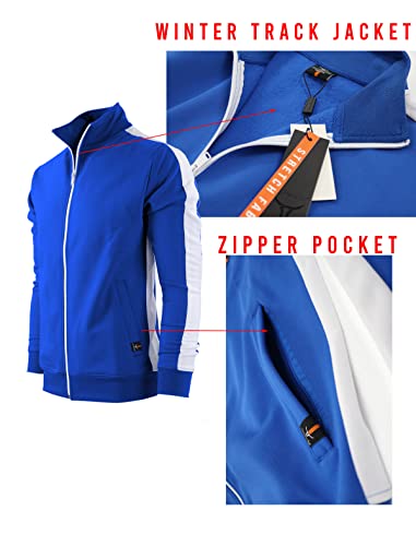 Screenshot-S51707 Mens Hip Hop Premium Slim Fit Winter Fleece Lined Track Jacket - Modern Athletic Workout Sport Fitness Tops With Side Taping-Royal-3Xlarge #TOP2