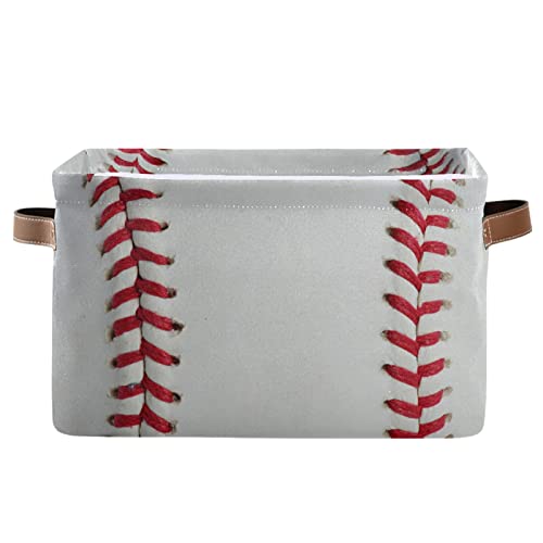 Image of C.IOPMNU Foldable Storage Baskets, Baseball Storage Bins with Handles, Decorative Cloth Organizer Storage Boxes for Home Office 15 x 11 x 9.5 in