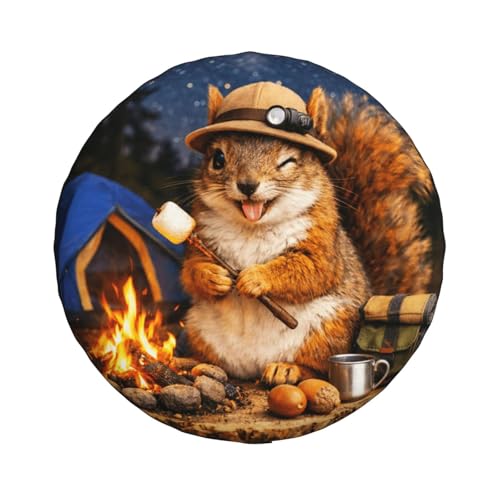 Image of Squirrel Spare Tire Cover - Funny Wheel Protectors Waterproof Universal Wheel Cover for SUV Rv Travel Trailer Camper Truck 16 Inch