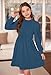 Fall Big Girls Crew Neck Casual Puff Long Sleeve Midi Dresses Fashion Church Outfit with Pockets Black 12 Years