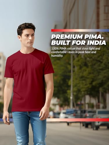 Image of 100% PIMA Cotton T Shirt for Man | Premium Men T-Shirts Regular Fit | Half Sleeve Round Neck Cotton Tshirt for Man | Mens Tees Made for Indian Climate | Available in 10 Colours