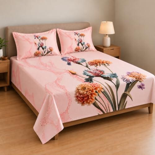 Signature Microfiber Queen Bedsheet with 2 Pillow Covers | 140 GS...