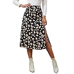 LYANER-Womens-Casual-Boho-Printed-High-Waist-Side-Split-Hem-Zipper-Midi-Skirt