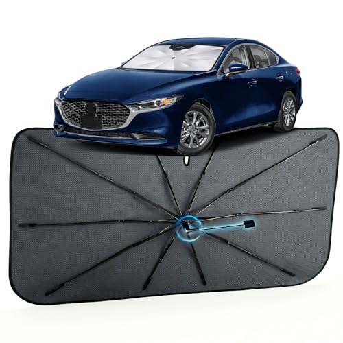 Image of Car Windshield Sun Shade for Mazda 3 2014-2026 -[Reflective Coated Fabric] Sunshade Umbrella for Front Window, Car Shades Sun Visor Keep Car Cool and Protects Interior, 1:1 Exact Fit