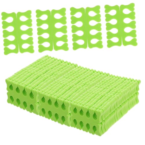 PACKOVE 100Pairs Foot Toe Adjusters Green Disposable Finger Separators for Nail Art Comfortable and Health for Pedicures and Salon Use