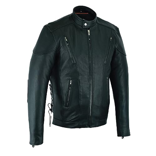 Tall vented racer leather motorcycle jacket Big & Tall bikers w full action back