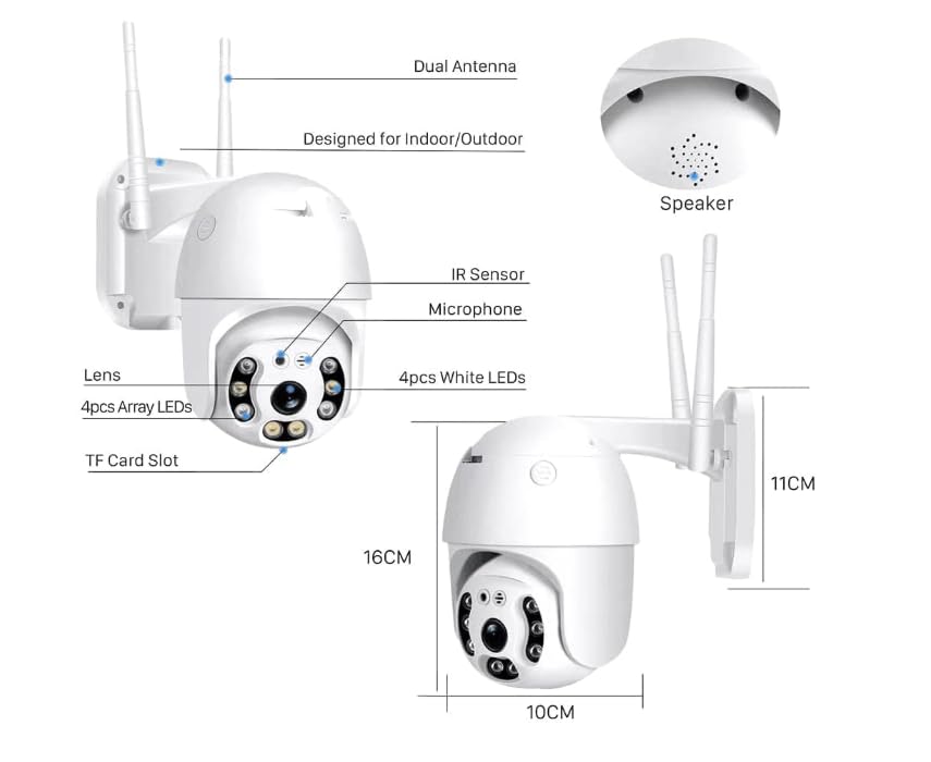 MAYUMI 5MP Outdoor Smart WiFi Wireless CCTV Security Camera | Colored Light Vision | 2-Way Audio | Motion Track | Support 128 GB Micro SD Card Slot Dome Camera K-803 (Not Included Memory Card) 1