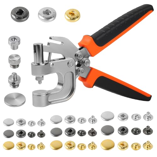 BISUOSHI Leather Snap Fasteners Kit, Snap Button Kit, Leather Snap Buttons Press Pliers with 90 Sets...