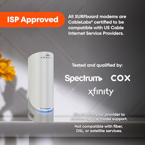 Image of ARRIS SURFboard S33 DOCSIS 3.1 Multi‑Gig Cable Modem | 2.5Gbps + 1Gbps Ethernet Ports | Works with Xfinity, Cox, Spectrum | For Cable Internet Plans up to 2.5Gbps | Modem Only, Router Required