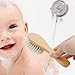 Molylove Baby Hair Brush with Wooden Handle and Comb Set for Newborns & Toddlers | Natural Soft Goat Bristles l Wood Comb l Rose Red Cradle Cap Brush | Ideal for Cradle Cap (3 Piece)