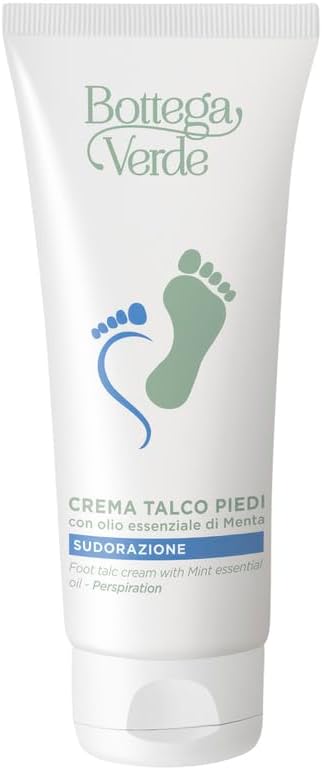 Bottega Verde - Crema Talco Piedi, 100 ml, con Olio Essenziale di Menta, Trattamento Rinfrescante ed Emolliente Contro Sudorazione e Cattivi Odori