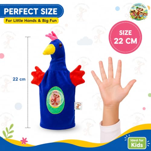 Image of Peacock Hand Puppet for Kids | Soft Plush Animal Puppet | Storytelling, Role Play, Preschool Learning Toy | Interactive Educational Puppet for Boys & Girls