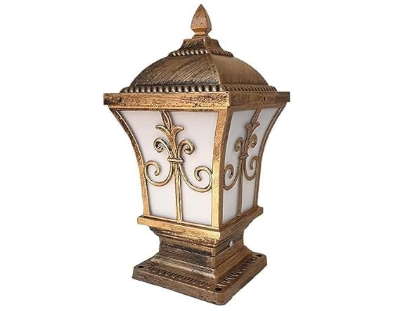 Image of Generic Antique Aluminium Outdoor Gate Light for Main Gate and Pillar Rust-Proof Waterproof Exterior Post Lamp for Brass Finish, (Bulb Not Included) Pack of 4