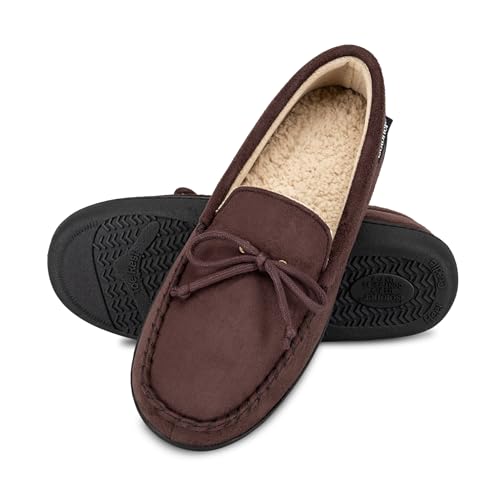 Image of isotoner Men's Slip-on Indoor /Outdoor Microsuede Memory Foam Comfort Moccasin Slippers