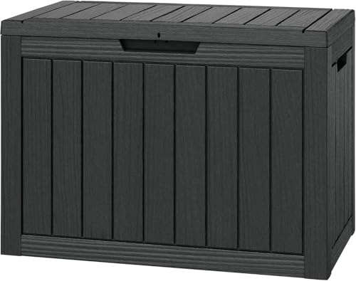 Image of NUNU LAB Outdoor Storage Box 50 Gallon,Package Delivery Box for Outside, Parcel Drop deck boxes waterproof, Lockable Lid Porch Storage Bin For Package Delivery,Patio,House, Curbside,Black