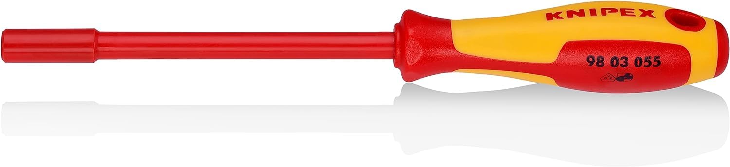 KNIPEX Nut Driver with Screwdriver Handle Insulated with Multi-Component Grips, VDE-Tested 232 mm, 98 03 055