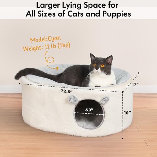 image for Zoratoo Cat Bed for Indoor Cats, Fluffy Cat Cave Large Enclosed Cat Ho