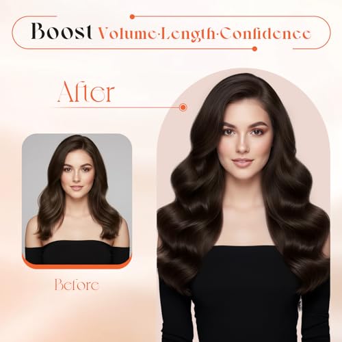 Image of Sunny Hair Clip in Hair Extensions Real Human Hair Chocolate Brown | 20 Inch Remy Hair Extensions Clip in Human Hair Medium Brown Give Natural Volume Hair, Extra Length and Everyday Wear 120g