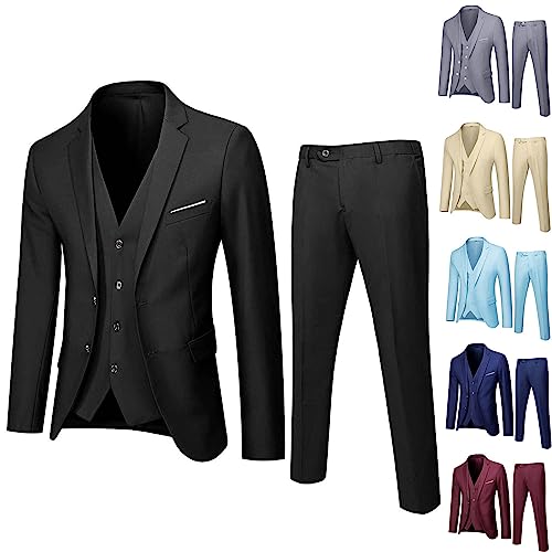 Jungen-Outfits & Set für Kinder, Kleinkind, Baby, Jungen, Frühling, Herbst, einfarbig, langärmelig, Hose, Mantel, Weste, Outfits, 3-teilig, Anzug für stilvolle junge Jungen, Schwarz , 15-16 Jahre