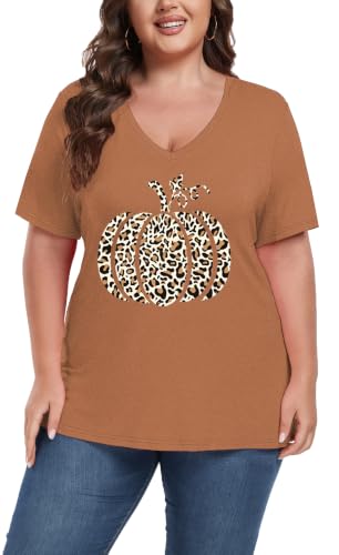 Image of ForHailey Women's Plus Size V Neck Tops Summer Short Sleeve T Shirt