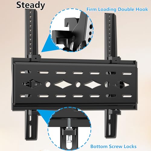 Image of TV Wall Bracket for Most 26-65 inch TVs, Ultra Slim Tilt TV Bracket with max VESA 400x400mm for Flat Curved TVs up to 50kg, 32 40 42 43 50 55 60 inch Sturdy Universal TV Mount