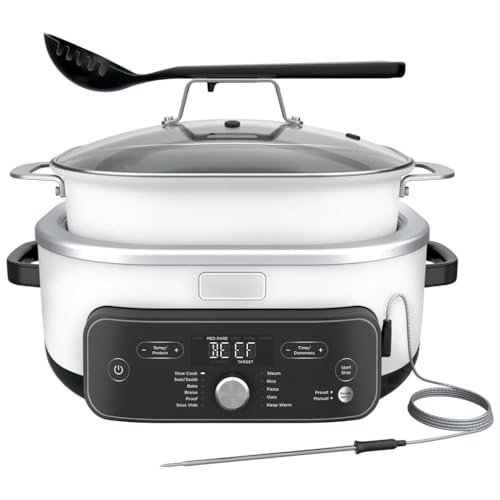 Foodi PossibleCooker PRO Plus 11-in-1 Smart Cook System | Elegant Holiday Gift & Christmas Essential, Versatile Slow Cooker, Roaster & Steamer (White)