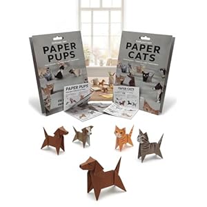2 Pack Paper Cats Dogs Origami Diy Kit – Fold Your Own Paper Cat Dog – Gifts for Cats Dogs Lover