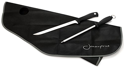Foto von Jamonprive Schinkenmesser mit Wetzstahl und Schinkenabdeckung - Ideales Set für das Schneiden von Iberico Pata Negra, Serrano Schinken (Jamón) & Prosciutto