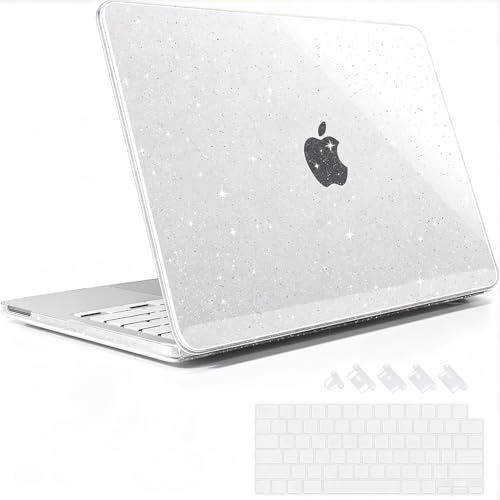 Image of Verilux Case Cover Compatible with 2026 MacBook Neo A3404, 13 inch Transparent MacBook Neo Cover with Sparkly Glitter Crack & Scratch Resistant Ultra-Thin Protective Hard Shell Case Cover, Clear