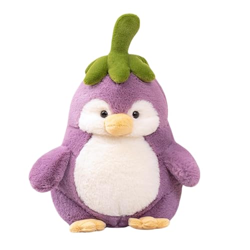 Penguin relleno - Juguetes de lujo para niños de berenjena de dibujos animados - decoración del hogar, cojín de sillas de sofá, almohada de 9.84 pulgadas para la sala de estar dormitorio de sala de es