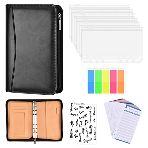 A6 Budget Binder with Cash Envelopes Budget Planner, Leather