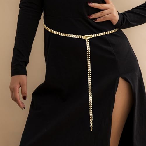 FANZE Halloween Snake Choker Necklace Bendable Waist Belt Chain for Women, Rhinestone Crystal Punk Medusa Emerald Snake Eye Chunky Necklace Costume Accessories, Decorative Statement Halloween Jewelry4