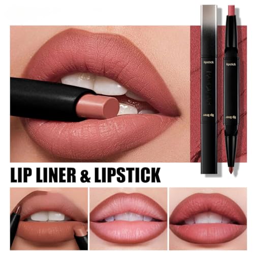 ONarisae 2 in 1 Matte Lip Liner and Lipstick Doubel Head Lipsticks Longwear Lipliner Pencil, Matte lipstick Women's Lip Makeup Brown — view 3