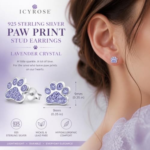 Image of 925 Sterling Silver Paw Print Stud Earrings (Choose Your Style) (Nickel Free)