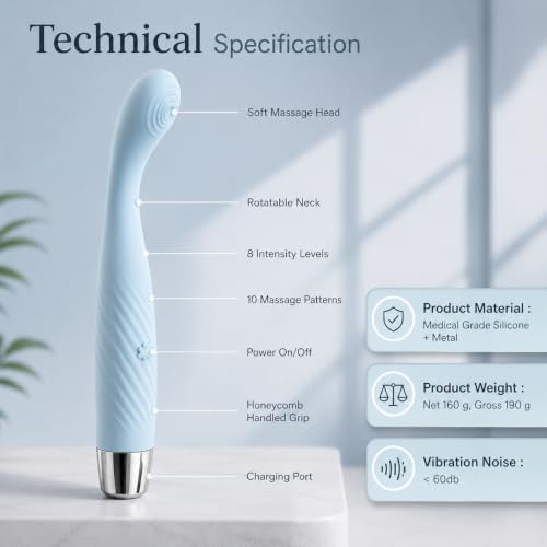 Image of Aura Body Massager | Wireless Handheld Personal Use Silicone Massager with Medical Grade | 10 Vibration Patterns & 8 Intensity Level for Body Pain Relief