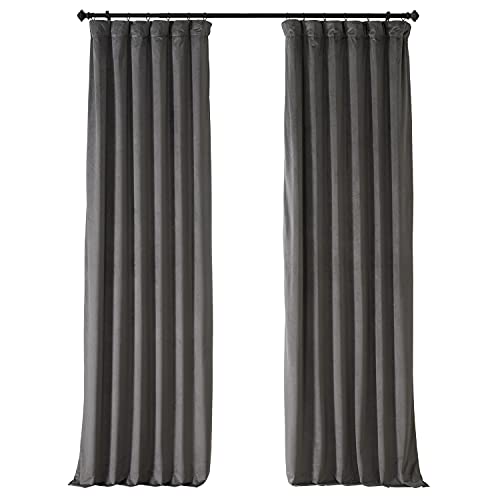 Image of HPD Half Price Drapes Signature Plush Velvet Blackout Curtains for Bedroom (1 Panel), 50W X 84L Hotel Black Out Curtains for Living Room, Thermal Insulated Blackout Curtains, Nightlife Grey