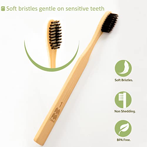 Dakhi Biodegradable Bamboo Toothbrushes (12 Pack) | Eco Friendly & Compostable | Natural Bamboo Toothbrush | Bpa Free Soft Bristles | Disposable Toothbrush | Wooden Handle Tooth Brush Bulk #TOP1