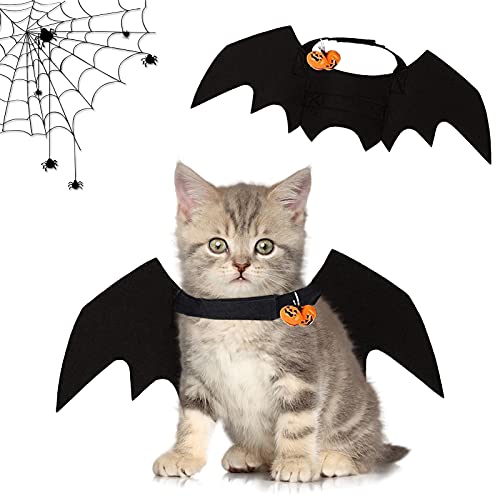 Alas de murciélago para Mascotas, Alas de murciélago para Perros Alas para Mascotas de Halloween con 2 Campana de Calabaza Disfraz de Murciélago para Gatos,para Fiesta de Halloween (1)